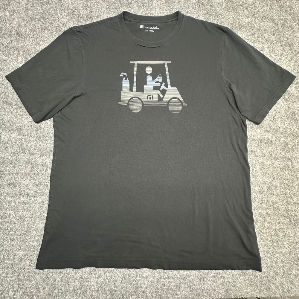 TravisMathew T-Shirt Lot 2 XXL Black Gray Golf Cart Palm Tree Graphic Tee